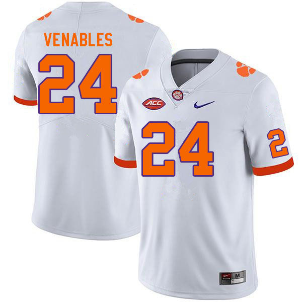 Men #24 Tyler Venables Clemson Tigers College Football Jerseys Sale-White